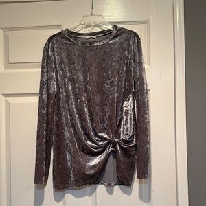 Elegant Gray Velvet Women's Top